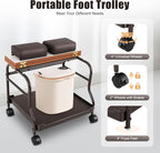 Beauty Salon Nail or Foot Bath Spa, 2Tier Portable Esthetician Trolley Cart Pedicure Manicure Funiture Massage Table Salon Supplies with 4 Wheels for Foot Rest, Hair Salons, Home (Coffee)