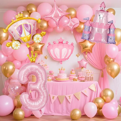 Minyu 6-Piece Princess Theme Party Decoration Set: Princess Carriage + Pink - Image 6