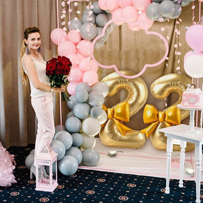 40 Inch Number 2 Balloon with Bow, Coquette Aesthetic Foil Balloon - Image 6