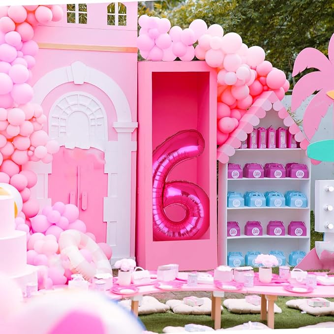 40 Inch Number Balloons Hot Pink 6 Cowgirl Pink 6th Birthday Decor 9 Pcs | - Image 3