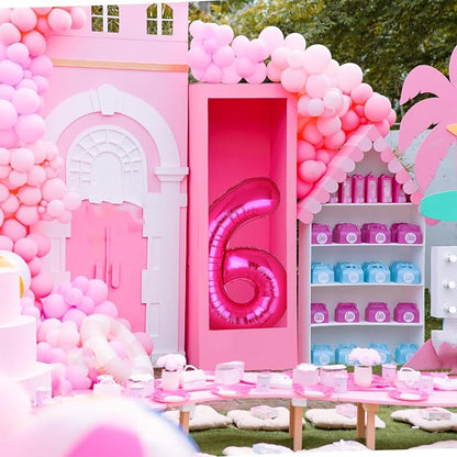 40 Inch Number Balloons Hot Pink 6 Cowgirl Pink 6th Birthday Decor 9 Pcs | - Image 3