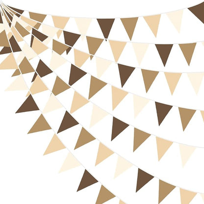 32Ft Brown Party Decorations Brown Pennant Banner Fabric Triangle Flag Bunting by pinkblume