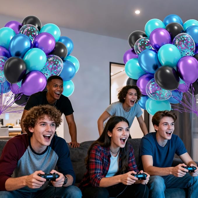 60pcs Blue and Purple Balloons 12inch - Image 6