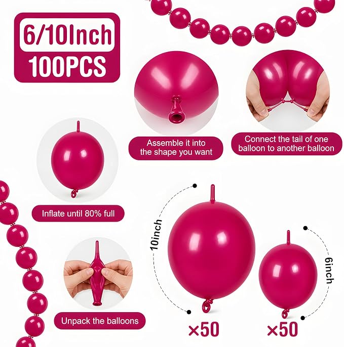 Hot Pink Linking Balloons - Image 2