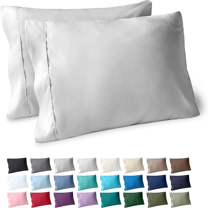 Bare Home Microfiber Pillow Cases - Standard/Queen Size Set of 2 - Cooling Pillowcases - Double Brushed - Light Grey Pillowcases 2 Pack - Easy Care (Standard Pillowcase Set of 2, Cloud Grey)