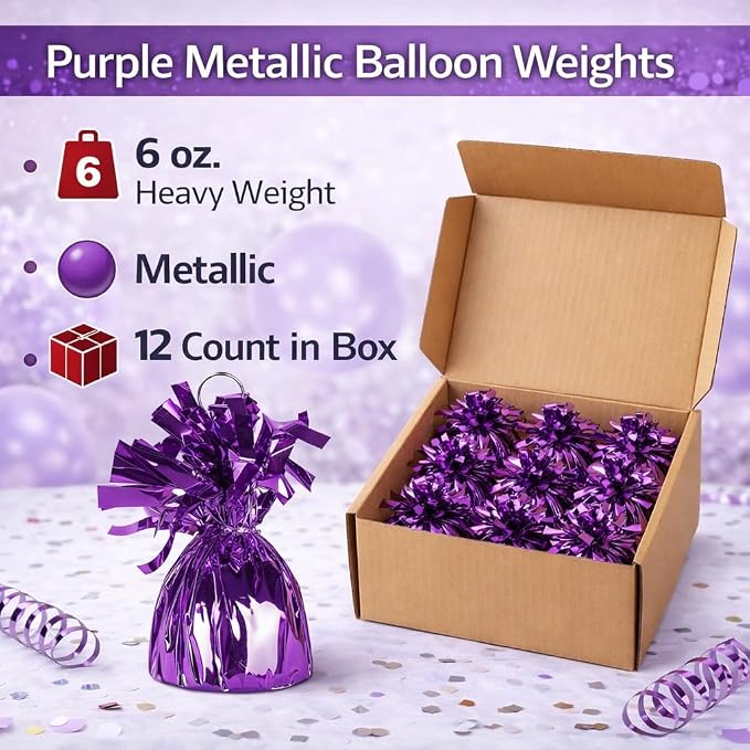Metallic Plastic Wrapped Balloon Weights Party Decorations 12 Pcs - Image 3