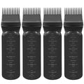 ELANE 4 Pcs Root Comb Applicator Bottle 6oz,Hair Oil Applicator Bottle for Hair,Oil Comb Applicator Hair Bottle Applicator for Hair Dye Shampoos Hair Salons Camping Traveling(Black)