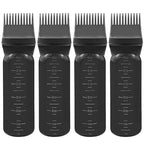ELANE 4 Pcs Root Comb Applicator Bottle 6oz,Hair Oil Applicator Bottle for Hair,Oil Comb Applicator Hair Bottle Applicator for Hair Dye Shampoos Hair Salons Camping Traveling(Black)