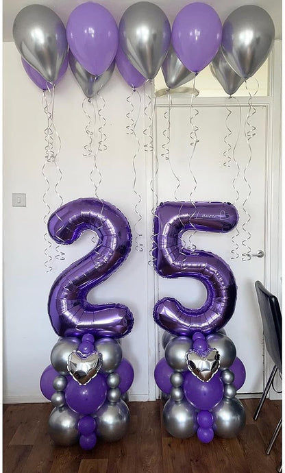 Number 21 Purple Balloons 40 Inch Giant Purple 12 Number Foil Helium Balloons - Image 5