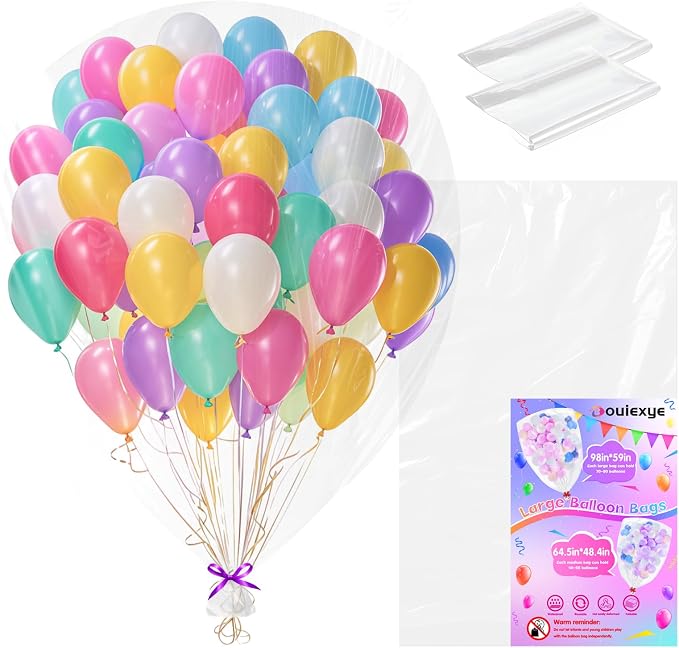 2 Pack Balloon Bags 64 x 49 Inch Big Plastic Balloon Storage Bag Large Balloon by LooksForwardtoSeeingYou