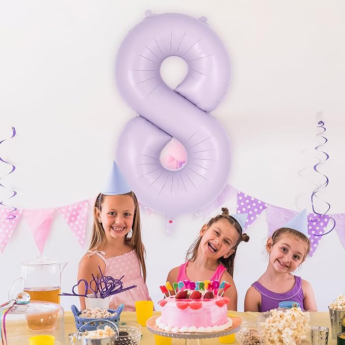 Light Purple Number 8 Balloon, 40 Inch Big Large Foil Helium Number Balloons - Image 4