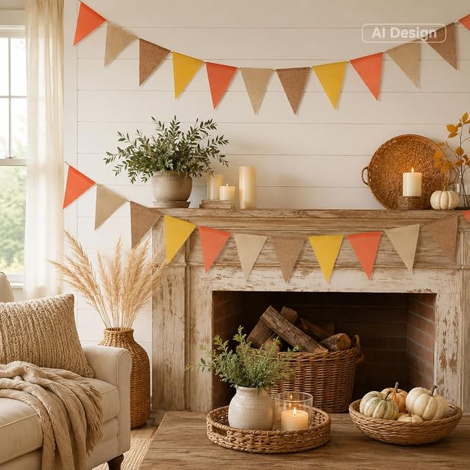 G2PLUS Fall Banner, Pennant Banner and Triangle Flag Bunting, Farmhouse Style - Image 7