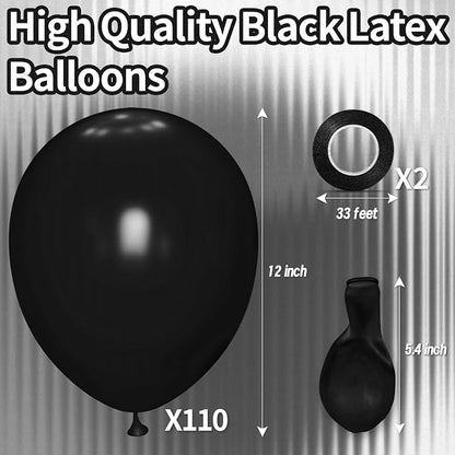 Black Balloon 110pcs, 12 Inch Thickened Latex Party Balloons Helium Bright Color - Image 5