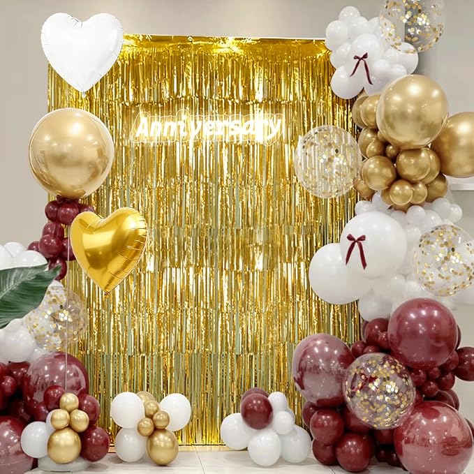 157PCS Burgundy Gold White Balloons Arch Garland Kit - Image 6