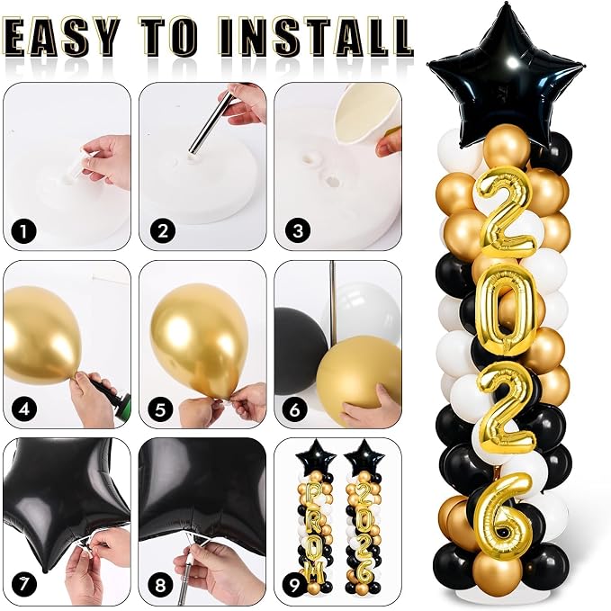 2 Sets Black Gold Balloon Column Stand Kit - Image 5