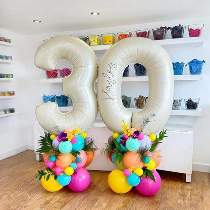 40 Inch Cream Number 30 Balloon - Image 4