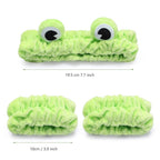 Soft Spa Headband and Wristbands for Face Washing, Cute Frog Makeup Headbands Elastic Skincare Hair Band Shower Head Wraps Hair Accessories for Women Girls