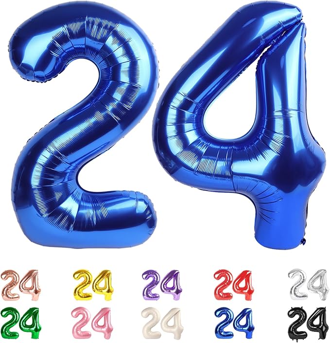 24 Balloon Numbers 40Inch for 24 Year Old Birthday Decorations, Dark Blue | by Mluchee
