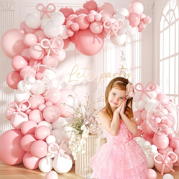 Pink Bow Balloons Garland Arch Kit - Image 3