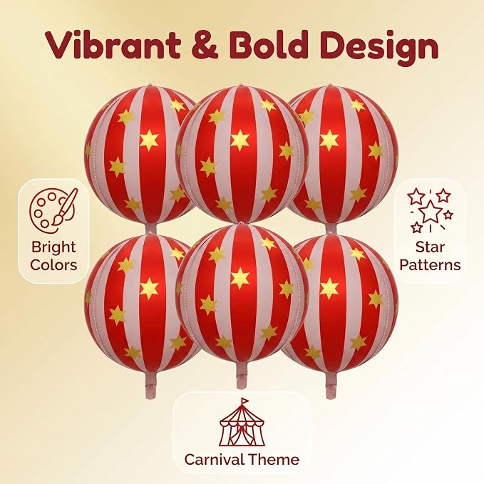 Carnival Red & Pink Foil Balloons 22in 6ct – Circus Party Decorations | Vibrant - Image 5