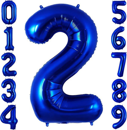 Navy Blue 2 Balloon Number, 40 Inch Number 2 Balloon Big Dark Blue 2 Foil Mylar by BBPOOL