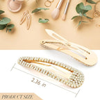 Hair Clip, 2Pcs 2.4Inch Rhinestone Hair Clips, Gold Hair Clips, Rhinestone Hair Accessories, Hair Barrettes for Women Girls Bridal, Wedding, Party, Prom