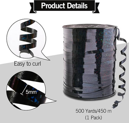 500 Yard Black Curling Ribbon, Balloon String Gift Wrapping Halloween Decor | - Image 4