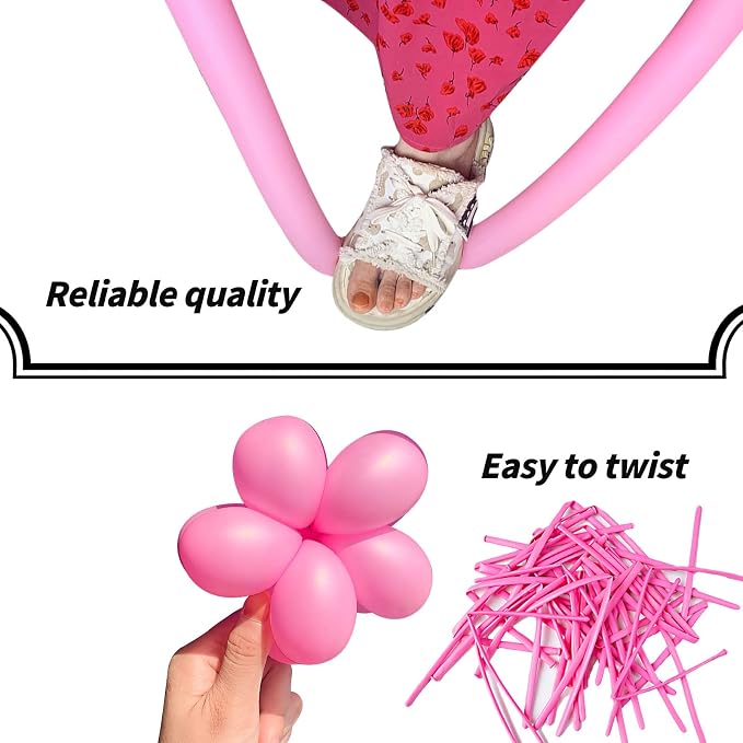 Pink 260 Long Skinny Twisting Animal Balloons, Rainbow Balloons - Image 4
