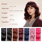 Wine Red Wig With Bangs Wave Bob Wigs for Women 14 Inch Short Loose Wavy Heat Resistant Synthetic Wig Shoulder Length Hair for Daily and Cospaly Party Use