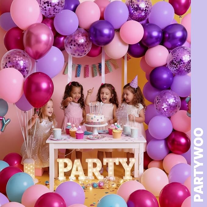PartyWoo Pink and Purple Balloons 66pcs Baby Metallic Pink Purple Balloons | - Image 7
