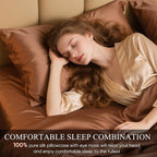 100% Mulberry Silk Pillowcase 22 Momme (SGS Certified) with Free Silk Eye Mask - Luxury Gift-Ready Folded Packaging, Cooling Pillow Cover for Hair & Skin Care (Choco, Standard (1 Pack))