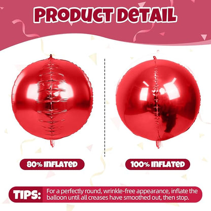 12Pcs Red Round Balloons Foil, Big Metallic Red Foil Balloons Helium - Image 8