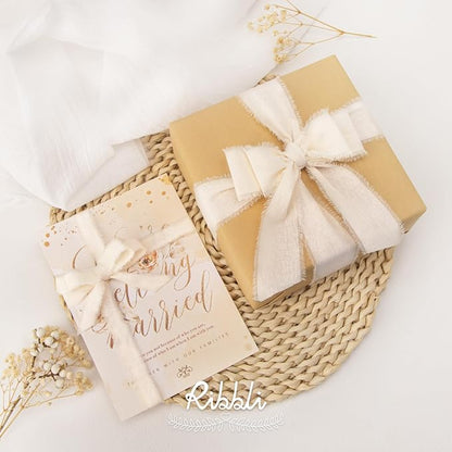 Ribbli 3 Rolls Ivory Ribbon 1.5 Inch x 18Yards Cream White Handmade Cotton - Image 3