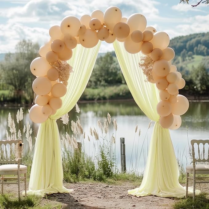 Beige Wedding Arch Draping Fabric Backdrop Drapes Sheer 3 Panels | 28.7"x20FT - Image 6