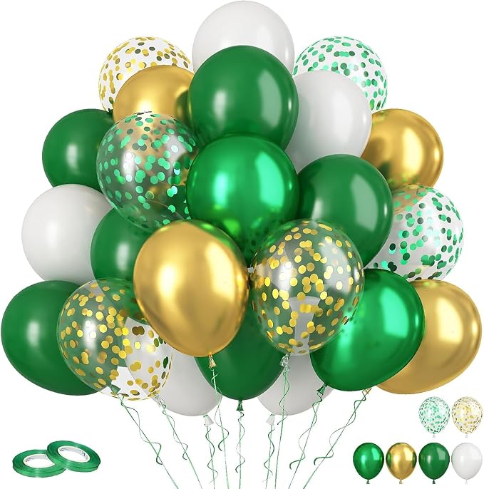 Green Gold Balloons 60PCS Metallic Gold Green by FunHot