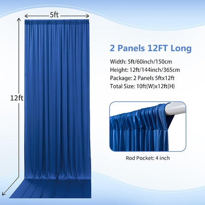 10ft×12ft Wrinkle Free Royal Blue Backdrop Curtain - Image 3
