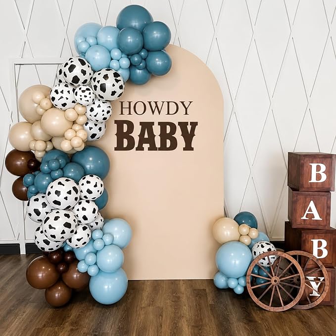 Cowboy Western Balloon, 12 Inch Dusty Blue Brown Balloon - Image 5