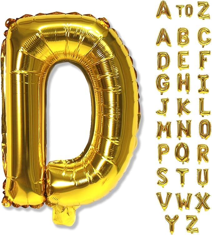 Custom Letters Balloon Gold, Large Helium Alphabet Name Balloon D Decor by Lingqiang