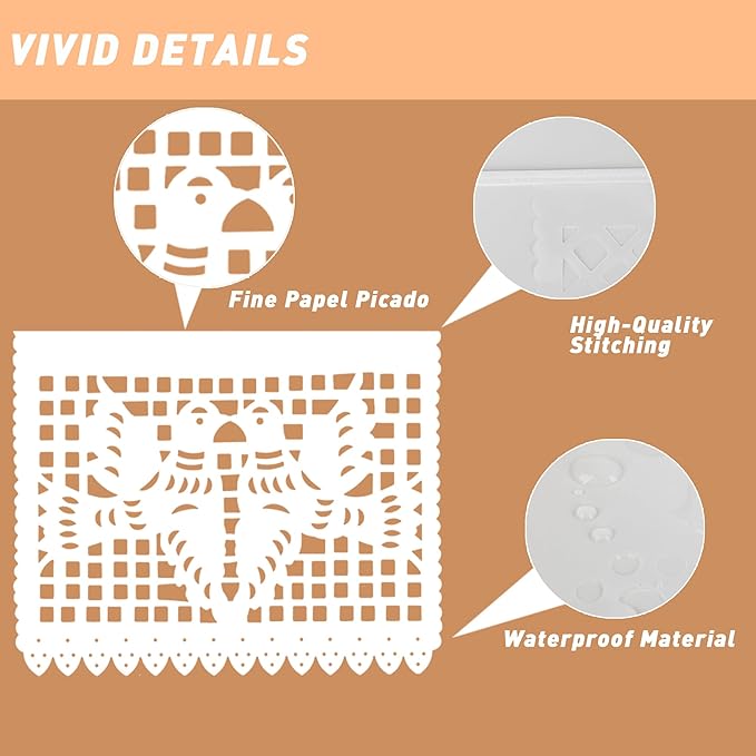 White Papel Picado Banner - Image 4