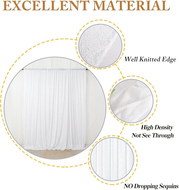 ShinyBeauty Photobooth Background Best Choice-7FTx7FT-White-Sequin Photography - Image 4