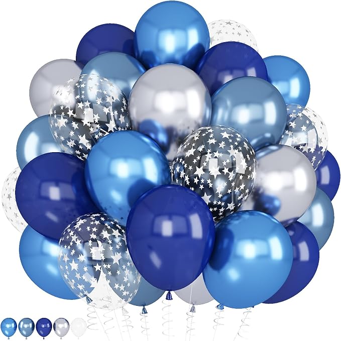 Blue Silver Balloons Set by Paeyeq