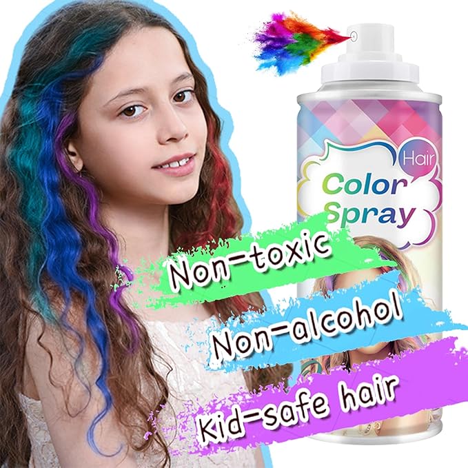 Temporary Hair Color Spray, Black Hair Dye Pomades for Kids and Women-Perfect for Cosplay, Christmas, and Halloween Parties, Natural Washable Quick-Drying, One-Time Use in one wash (Black, 120ml)