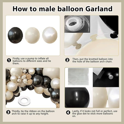 Black and White Balloons Arch Kit 119 PCs Double Stuffed | Elegant Luxural - Image 4