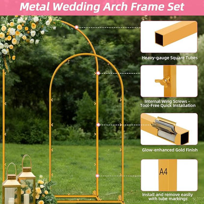 Metal Arch Backdrop Stand, 7.2FT+6FT Wedding Arches Frame, Balloon Arch Backdrop - Image 4