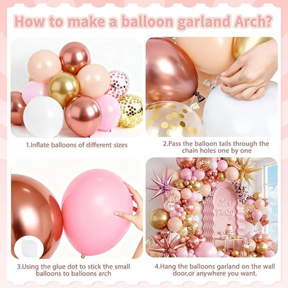 Rose Gold Balloons Arch Kit, Different Size | Latex Balloons - Image 3