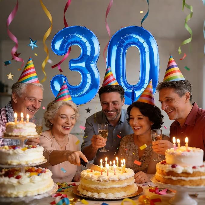 40 Inch Number 30 Balloons for 30th Birthday Party Decorations, 0-100 Dark Blue - Image 2