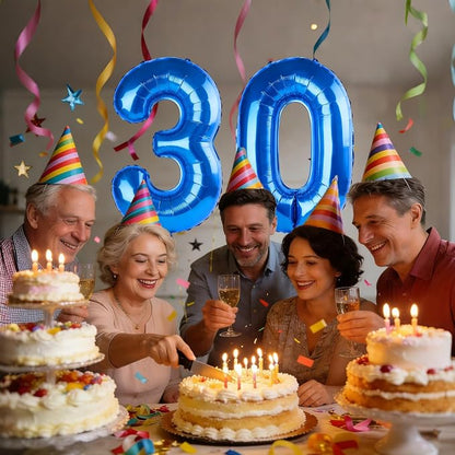 40 Inch Number 30 Balloons for 30th Birthday Party Decorations, 0-100 Dark Blue - Image 2