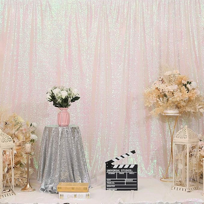 Eternal Beauty White Iridescent 3mm Sequin Backdrop 6x8 Ft - Image 4