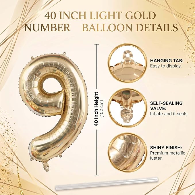 White Gold Number 19 Balloon 40 Inch, Champagne Foil Final Teen Decoration | - Image 4