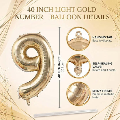 White Gold Number 19 Balloon 40 Inch, Champagne Foil Final Teen Decoration | - Image 4